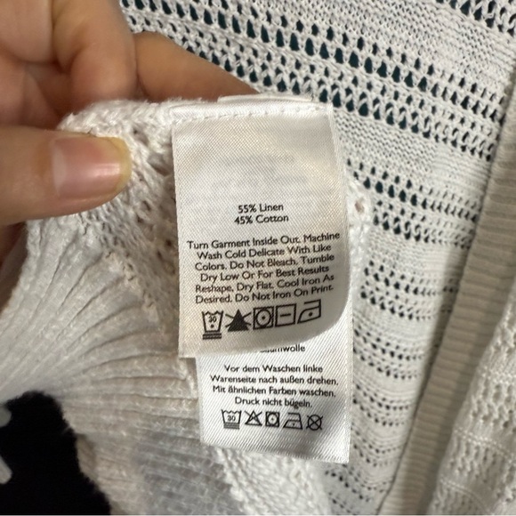 Eddie Bauer White Cardigan linen/cotton hooded size L - Picture 9 of 16